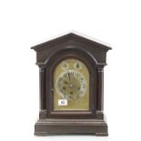 Large key wind Wooden cased Bracket clock with engraved Brass dial & Junghans movement