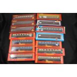 14 Boxed OO gauge coaches and cars to include Hornby x 7, Triang/Hornby x 1, Airfix x 4, Lima x 1