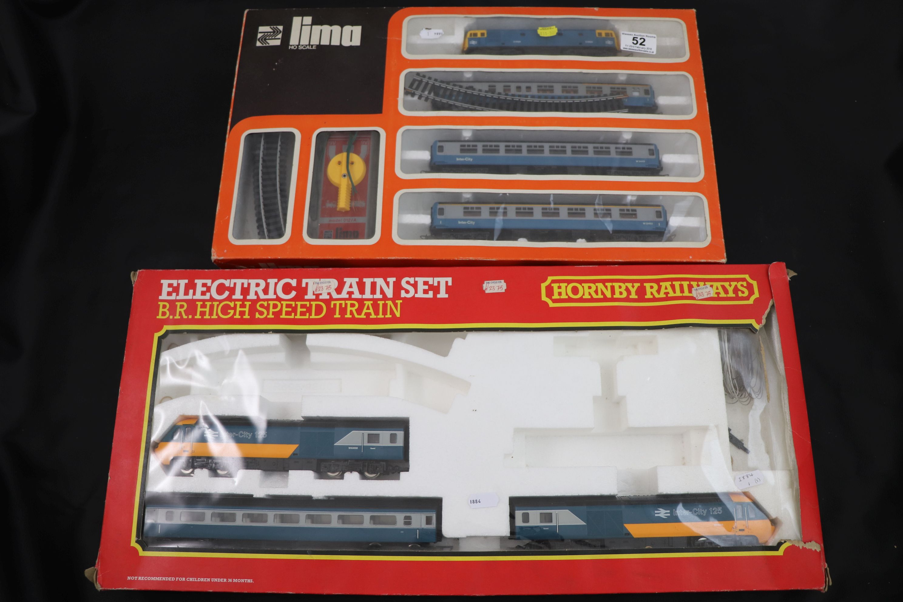 Two OO gauge model railway part train sets to include Lima and Hornby BR High Speed Train set with