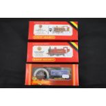 Three boxed Hornby OO gauge engines to include R052 LMS 0-6-0T Jinty Locomotive, R353 LBSC 0-6-0T