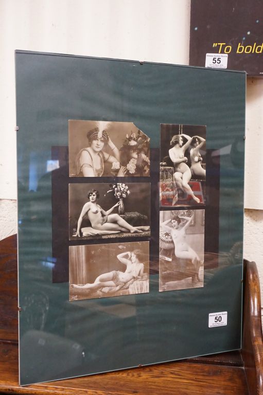 Four Early 20th century Erotic Postcards of Naked Ladies plus another Postcard