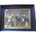 Oil Painting on Board of Three Retrievers