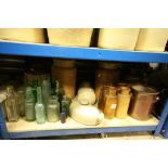 Group of Five Stoneware Hot Water Bottles, Various Stoneware Jars and Bottles plus Various Old Glass