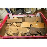 Tray of Wooden Wood Working Planes