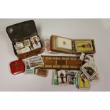 A shoe box of cigarette cards, Kensitas flowers and playing cards