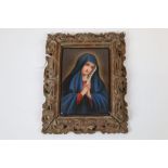 A hand painted porcelain plaque of the Virgin Mary with clasped hands, probably German, 1889 QZ/NC