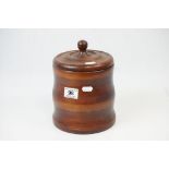 Turned treen tobacco lidded pot made from the hub of aeroplane propeller