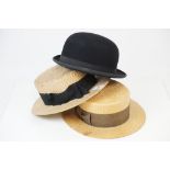 Tress & Co London bowler hat Wigleaf and Berry and a Hicks straw boater (3)