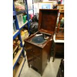 Early 20th century U-Phone Wind-Up Gramophone in Mahogany Cabinet together with a Case of 78 Records