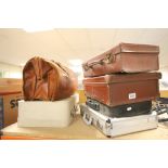 Collection of six vintage cases to include a Leather Gladstone type bag