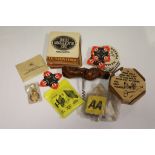 Small collection of Breweriana and motoring items including AA badges