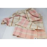 French Pink and Cream Checked Wool Blanket