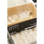 Large collection of crystal and other drinking glasses in two boxes