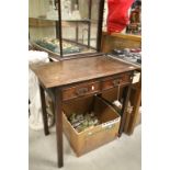 Georgian 18th century Oak Side Table with Two Drawers and raised on square legs