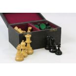 Boxed Weighted Chess Set with Boxwood and Black Pieces