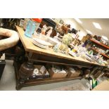 17th century Style Oak Refectory Dining Table raised on large cup and cover supports with square