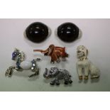 Four Costume Jewellery Animal Brooches together with a Pair of Glass Eyes