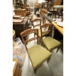 Set of Six Victorian Oak Gothic Style Dining Chairs