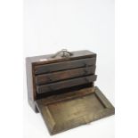 Late 19th / Early 20th century Engineers Cabinet, the hinged front opening to reveal three drawers
