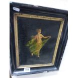Late 19th / Early 20th century Oil of a Naked Classical Maiden carrying Basket of Fruit, 22cms x