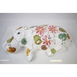 Large Ceramic Floral Decorated Hippopotamus