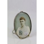 Early 20th century Miniature Portrait in White Metal Frame