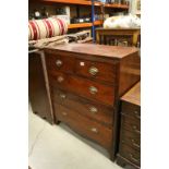 19th century Mahogany Caddy Topped Chest of Two Short over Three Long Drawers