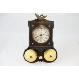 Unusual Walnut Hanging Wall Clock with Alarm Bell