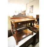 Victorian Hall Table with Brass Rail and Central Drawer