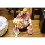 Three hand painted Royal Doulton figurines to include; The Flower Sellers Children HN1342, Tinkle