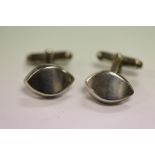 Pair of Gent's Silver Cufflinks, Lozenge Shaped with Swivel Bars