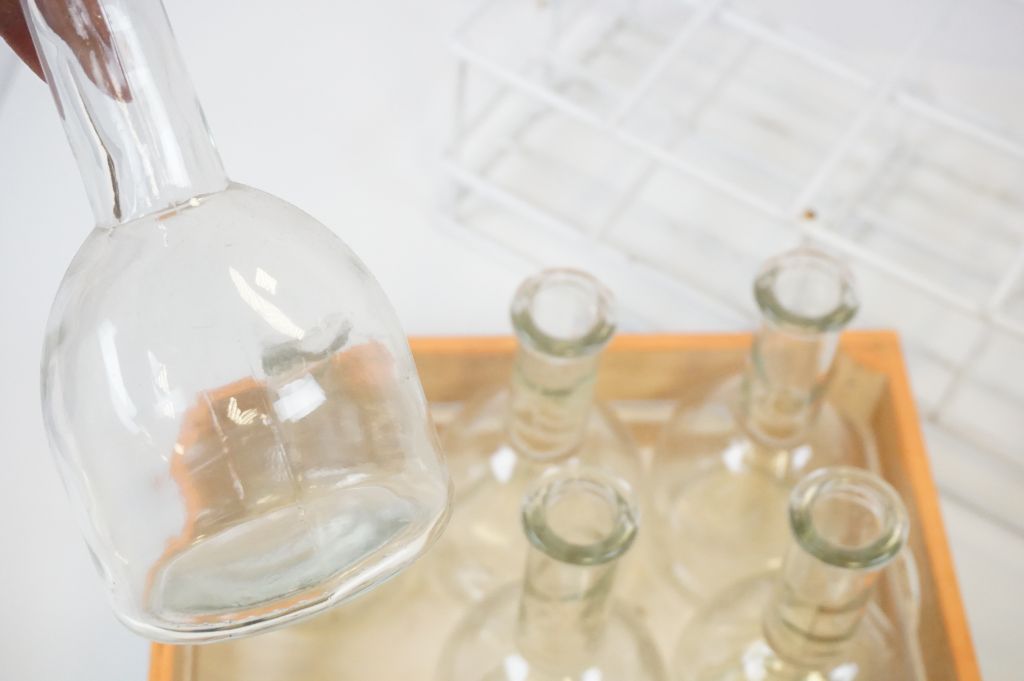 Set of Six Glass Bottles in a Painted Crate together with a Eight Bottle Bottle Carrier - Image 2 of 2