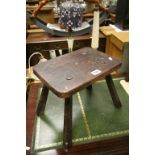 Antique Rustic Stool on Four Stick Legs