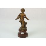 Bronzed Spelter Figure ion Wooden Stand LE CHANT