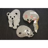 Three Lea Stein style brooches to include cat, bear & possum