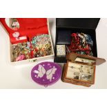 Assortment of various costume jewellery to include silver in four jewellery boxes