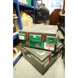 Pair of Wooden Military RAF Lossiemouth Ordnance / Ammo / Flame Tube Cases Lidded Crates / Boxes