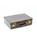 Edwardian Crocodile leather suitcase with brass fittings