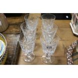 Set of six cut Crystal drinking glasses, etched to base "Webb England"