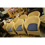 Set of Eight ' Cane - Line ' Wicker Tub Conservatory Chairs