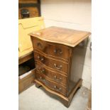Georgian style mahogany serpentine fronted small chest of four drawers