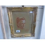 Pastel Portrait signed Ernest B Dielman, London 35, in gilt frame