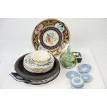 Collection of vintage ceramics and a Mdina style glass vase