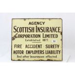Vintage Enamel Sign ' Agency Scottish Insurance Corporation Limited , established 1877 ...... '