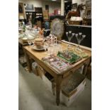 Victorian Pine Dining Table with Single Drawer to end raised on turned legs