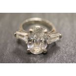 Substantial Silver and CZ Panelled Dress Ring