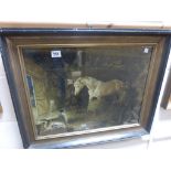 Oil Painting on Board of Stable Scene signed James Coen