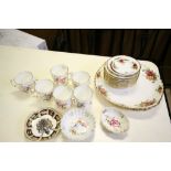 Royal Crown Derby ' Derby Posies ' Six Tea Cups and Saucers, Tea Plate and Pin Dish together with