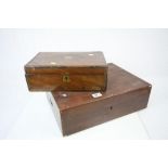 Victorian Writing Box (a/f) and Victorian Oak Cutlery Box