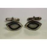 Pair of Gent's Silver Lozenge Shaped Cufflinks with Swivel Bars